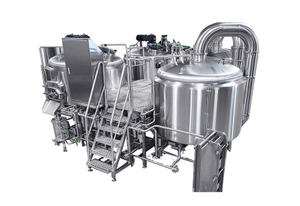 Three Vessel Brewhouse For Craft Beer Brewing Equipment 